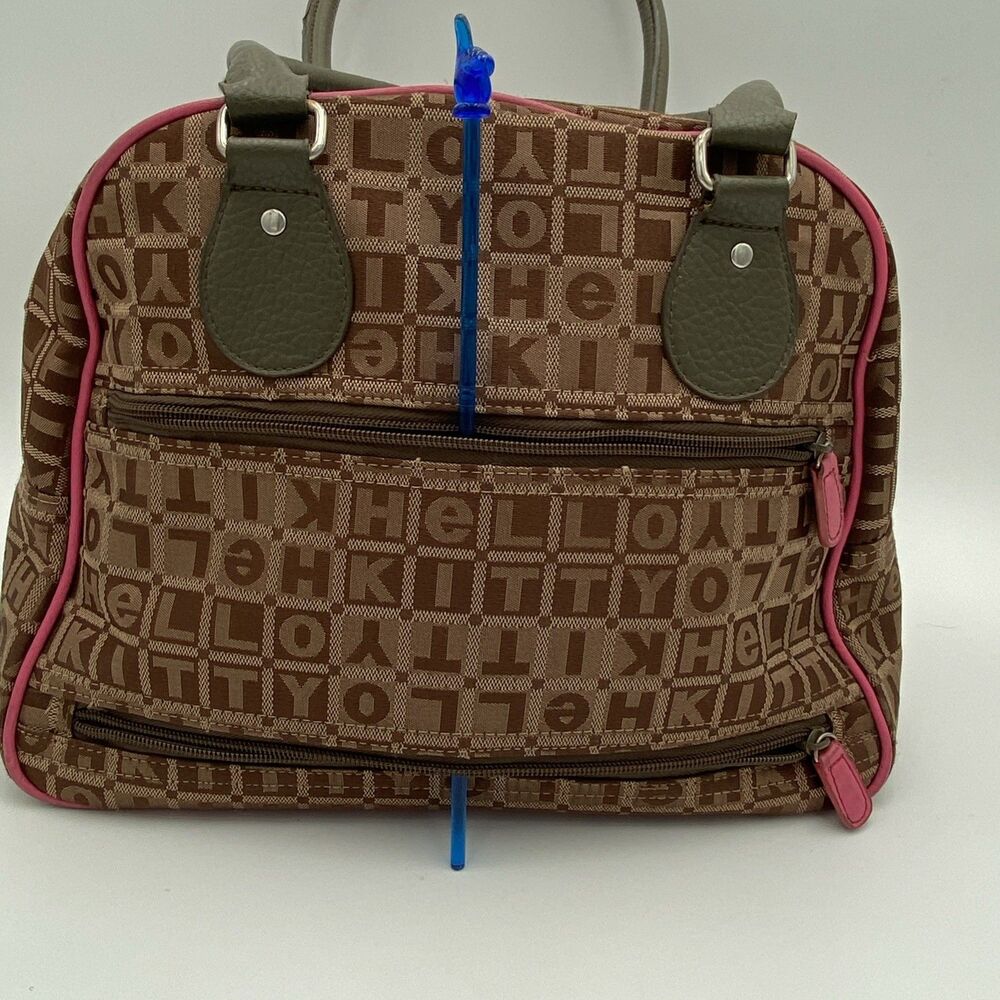 Hello Kitty Brown Satchel Carry On Bag Travel Tote Sanrio - Picture 6 of 16